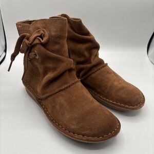 Clarks Funny Oak Brown‎ Suede Zip Up Women's Dress Boots Size 6.5 M New